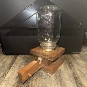 Vintage Wooden Gumball Candy Dispenser Mason Style Jar Skittles M&Ms Peanuts Gum